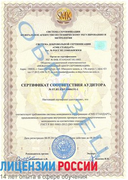 Образец сертификата соответствия аудитора №ST.RU.EXP.00006191-1 Лабытнанги Сертификат ISO 50001